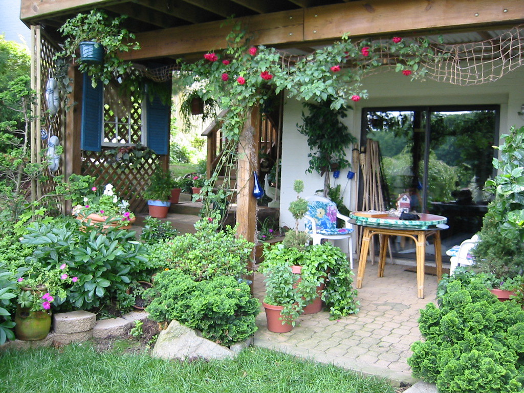 Tired patio edge to cleaner stone terrace